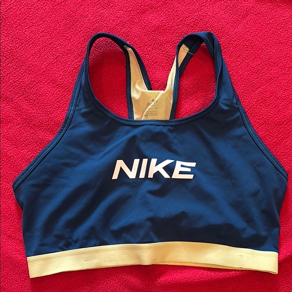 Nike Women's Navy and Yellow Sports Bra - Picture 1 of 2